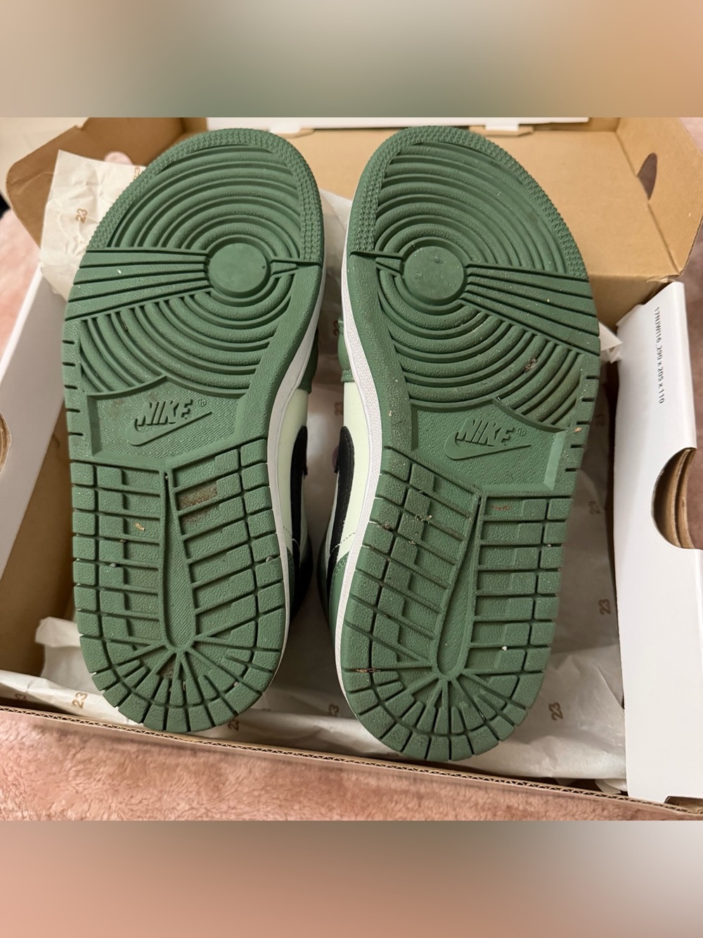 Jordan Women's Mid Sneakers in Green, Cream & Pink - Picture 3 of 4